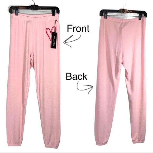 NWT WILDFOX Sketchy Heart Pink Sweatpants Joggers - Picture 3 of 13